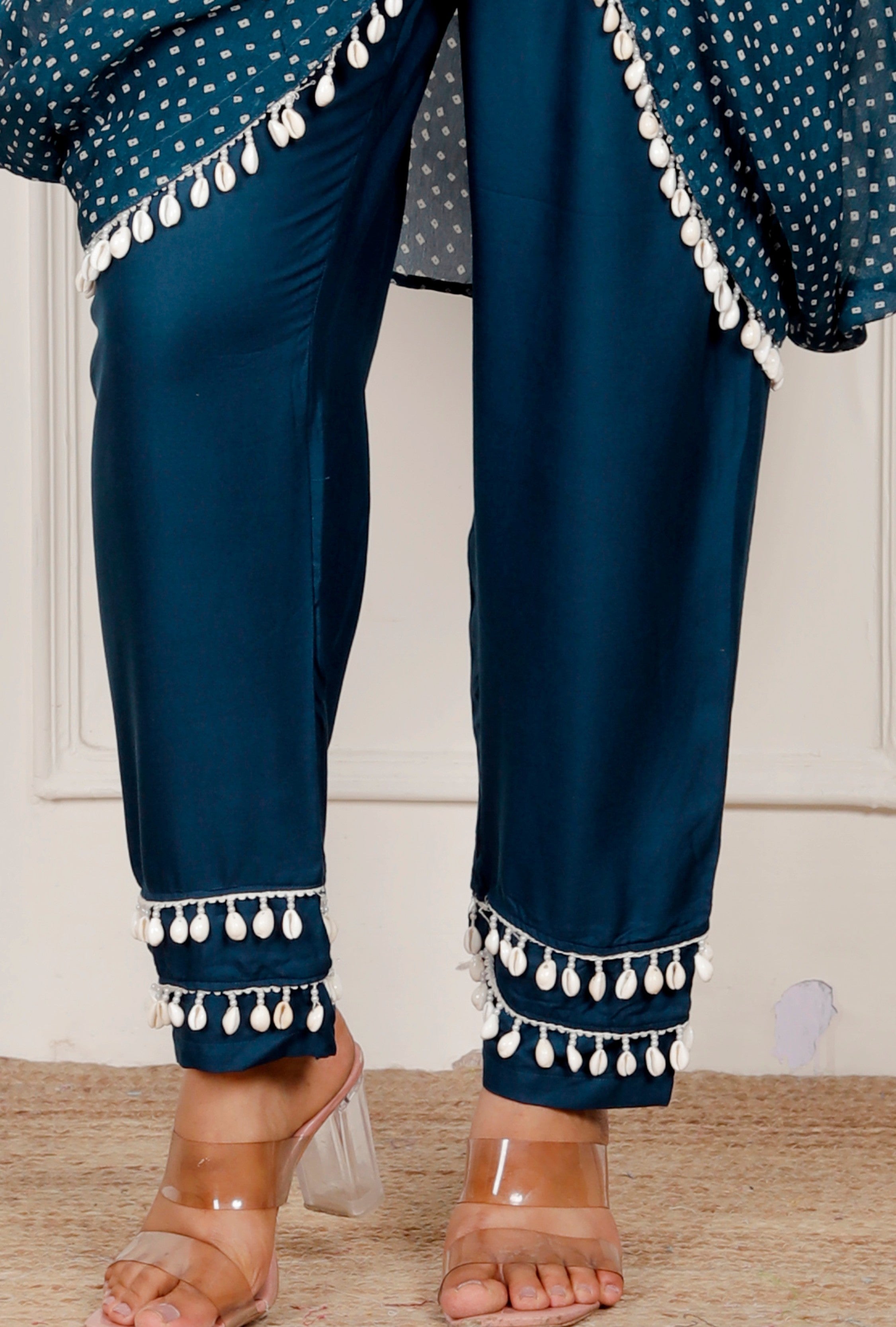Blue Bandhni Kaftaan Shell