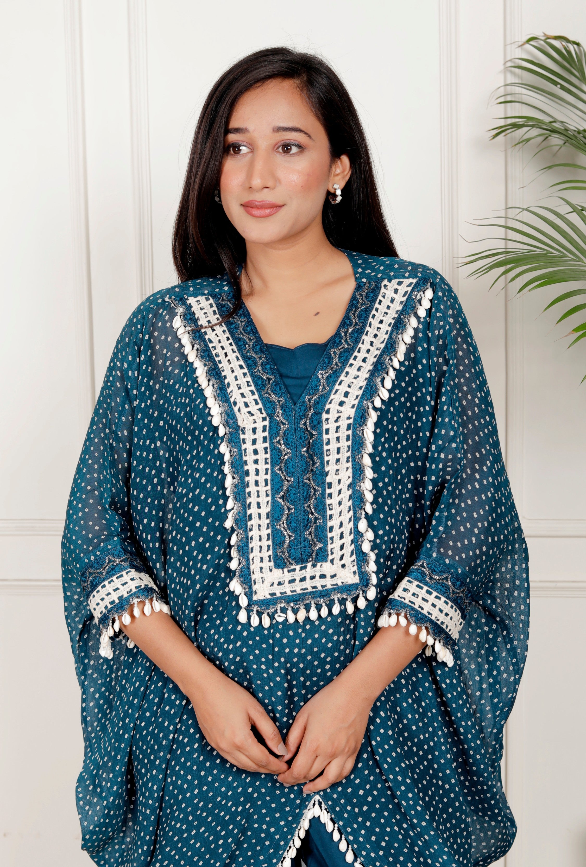 Blue Bandhni Kaftaan Shell