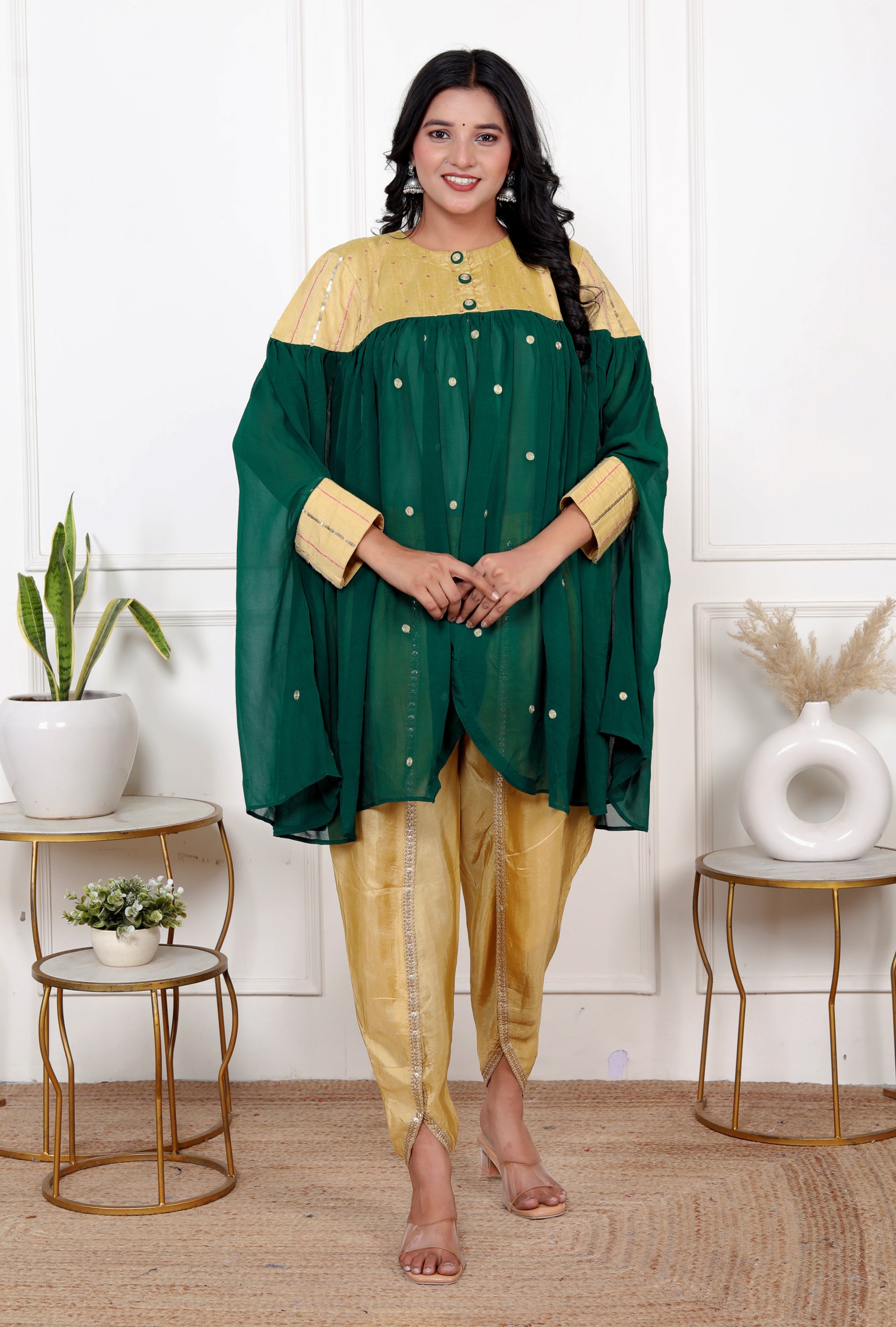 Green Gold Kaftaan Dhoti