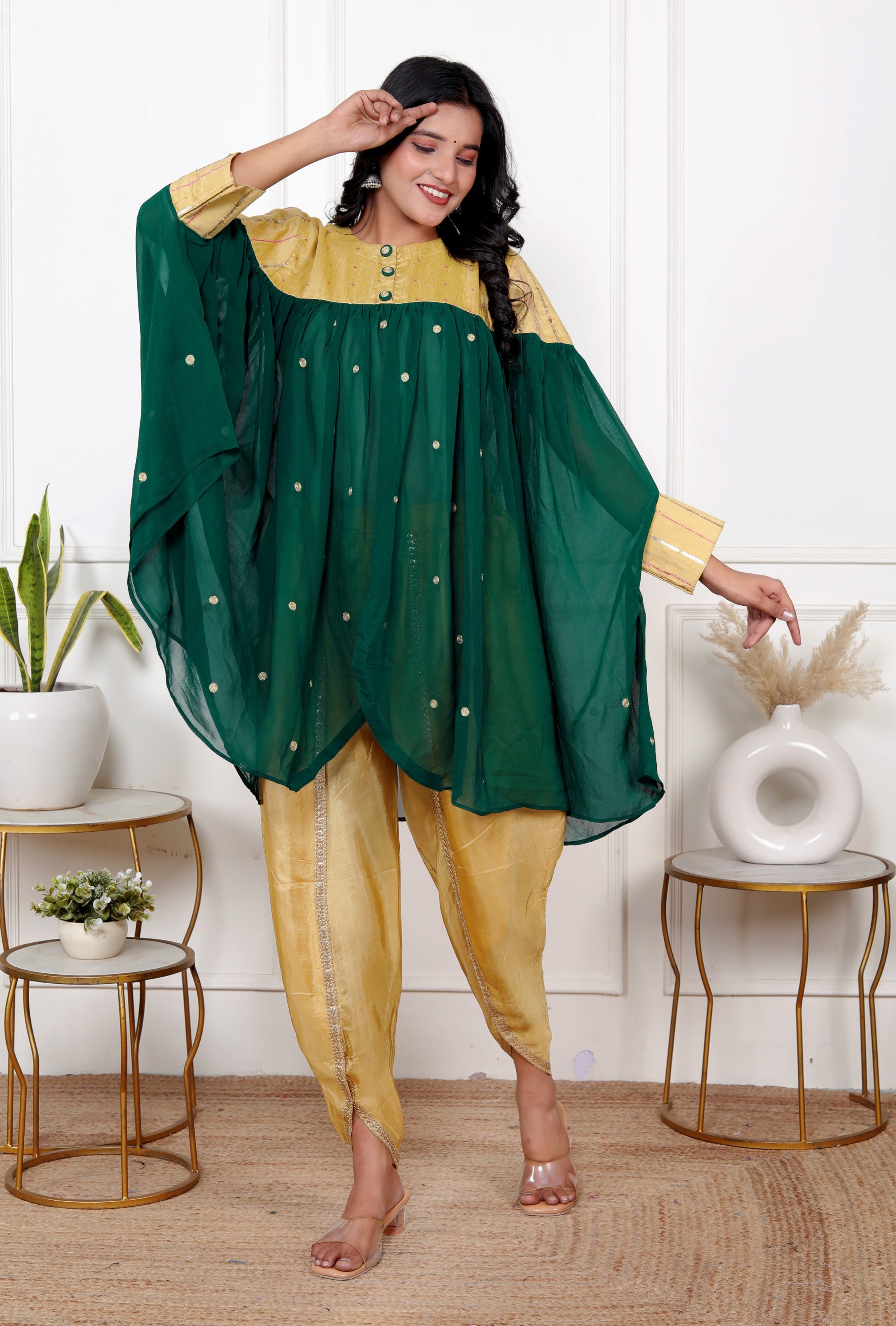 Green Gold Kaftaan Dhoti