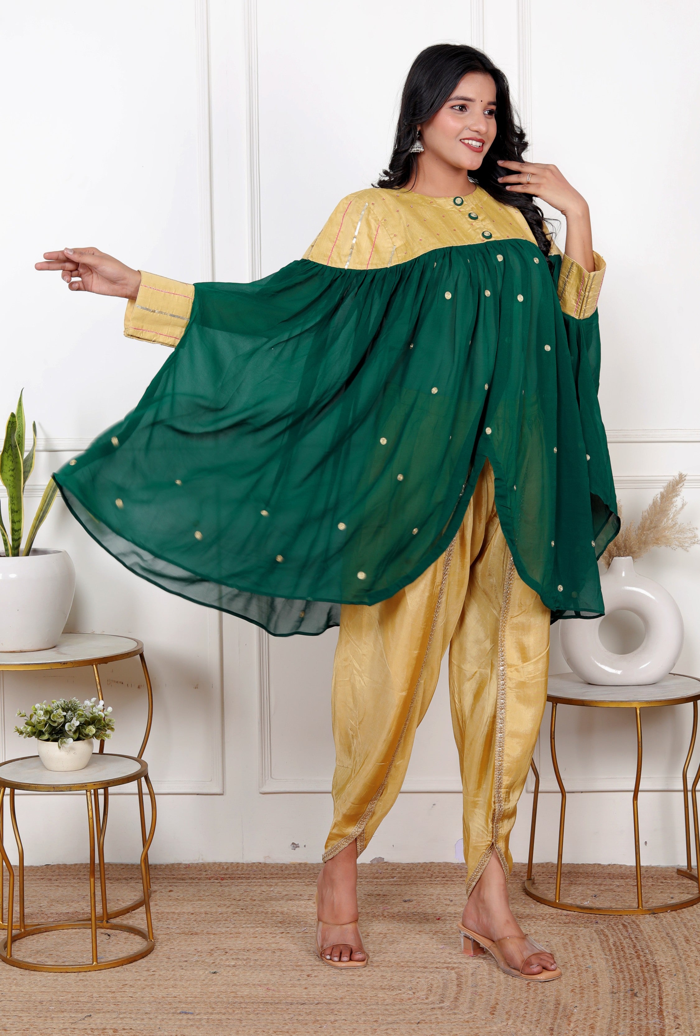 Green Gold Kaftaan Dhoti