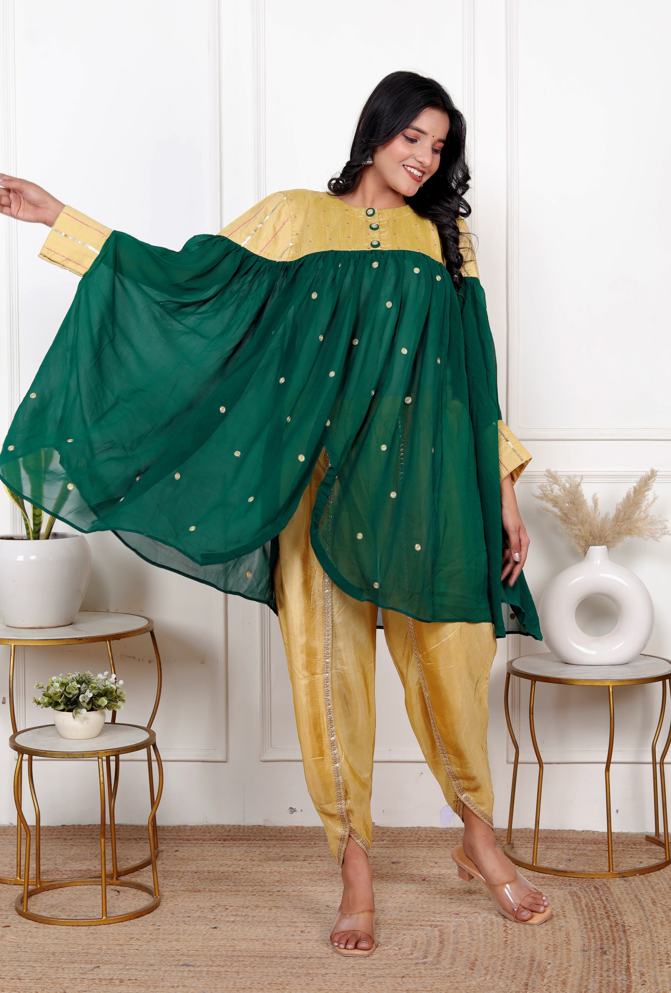 Green Gold Kaftaan Dhoti