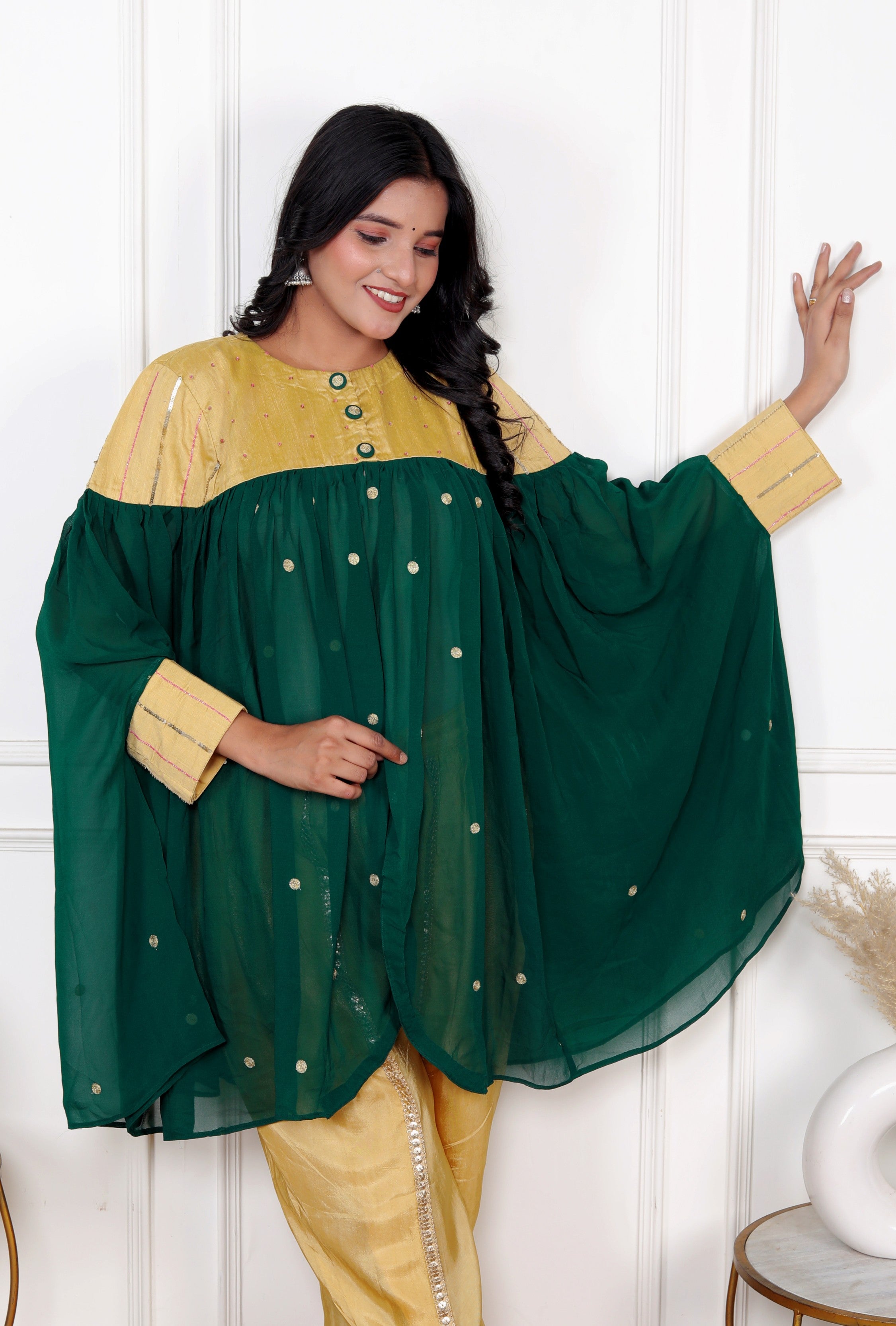 Green Gold Kaftaan Dhoti